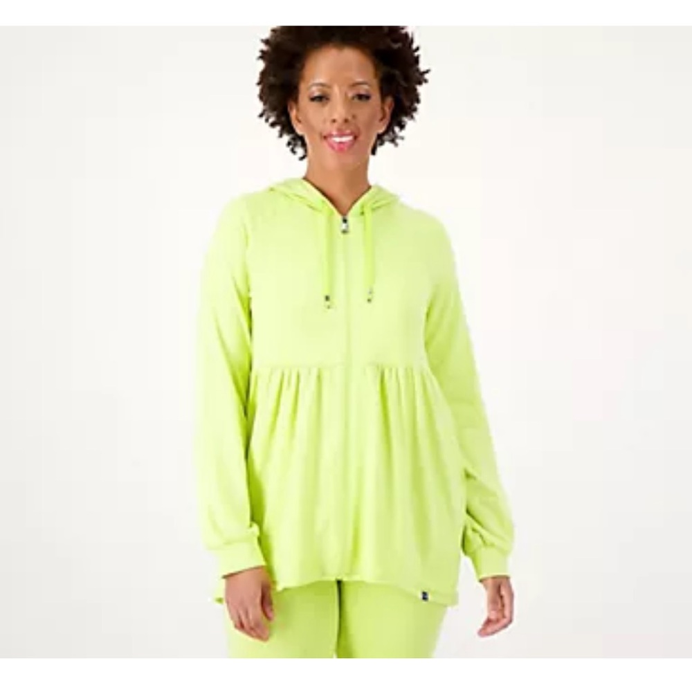 Lug Lounge Brushed Jersey Zip‎ Up - Shimmy Size Large Neon Green Athleisure